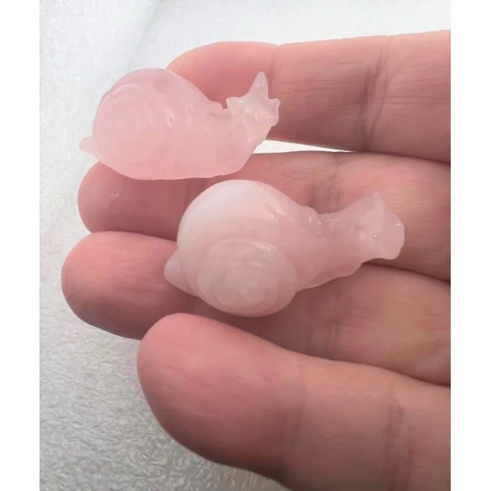 Gemstone Snail Carving - Your Choice Zoisite or Rose Quartz